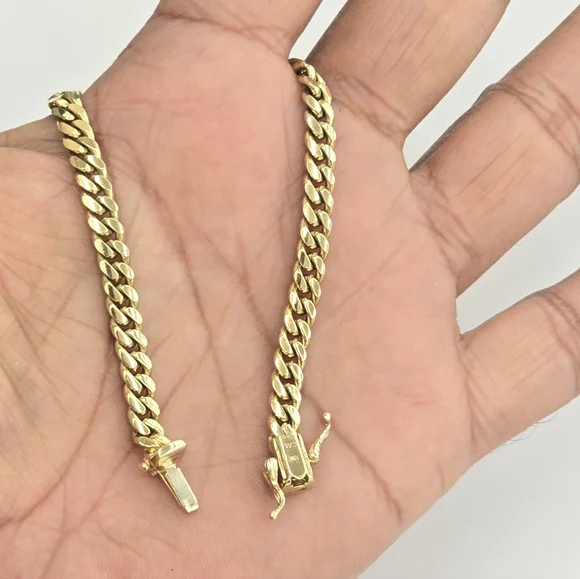 10kt Real Gold Solid Miami Cuban Bracelet 5mm 7 Inches